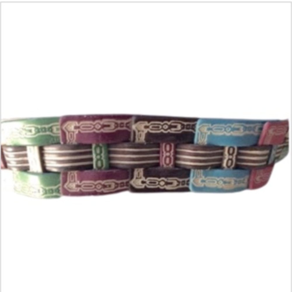 Multi-colored Bonded Leather Woven Belt - Picture 3 of 4